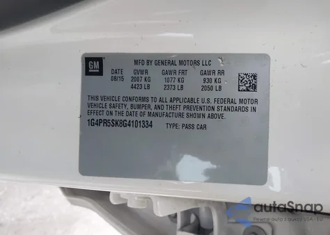 2016 Buick Verano Convenience Group z USA, uszkodzony, nr VIN 1G4PR5SK8G4101334